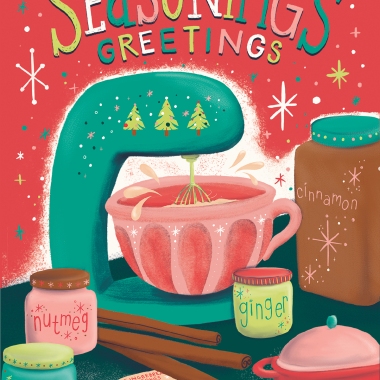 Seasonings Greetings Christmas card by children's book illustrator Steph Calvert
