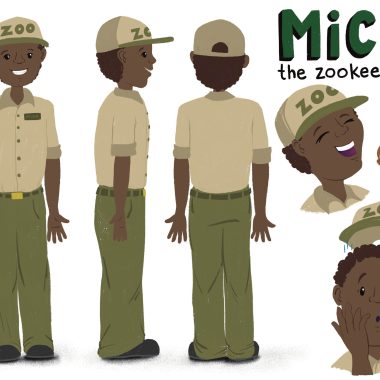 "Mick the Zookeeper" character turnaround by children's book illustrator Steph Calvert
