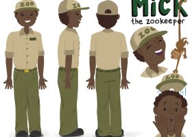 "Mick the Zookeeper" character turnaround by children's book illustrator Steph Calvert