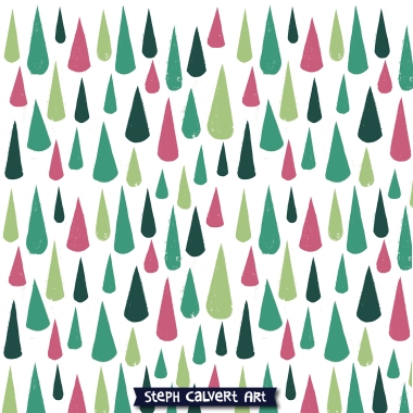 Fun Christmas Trees Ditsy Surface Design by Steph Calvert Art | https://stephcalvertart.com