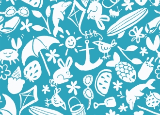 Summer Icons Toss repeat pattern design for Kohl's