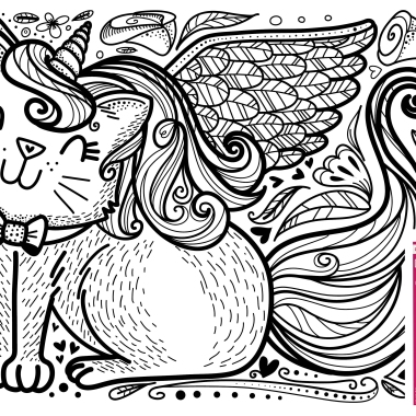 Swirly Cat Unicorn Illustration for Ooly by Steph Calvert Art