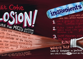 Mentos and Diet Coke recipe - food illustration by Steph Calvert Art