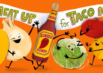 Taco Night food illustration for They Draw and Cook
