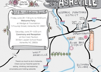 Illustrated Map -  Asheville NC Destination Wedding by Steph Calvert Art