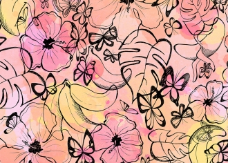 Tropical Butterflies pattern for Simsotex