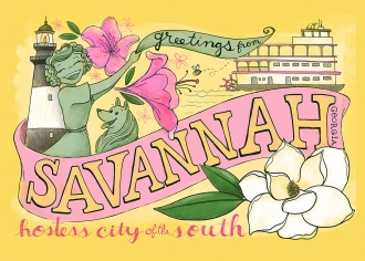 Greetings from Savannah postcard