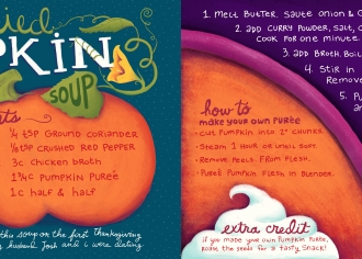 Curried Pumpkin Soup Recipe food illustration by Steph Calvert Art