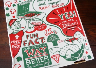 Custom Pizza Box Illustration for Mario's Original Pizza & Pasta