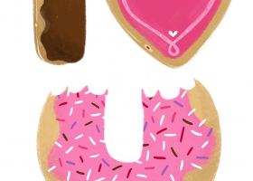 I Heart You cute donuts illustration