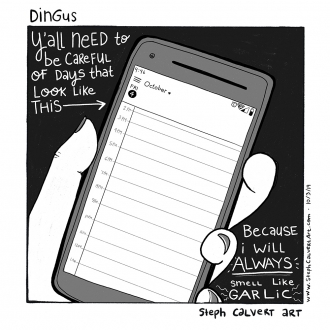Dingus Web Comic - Scheduled Garlic Eating