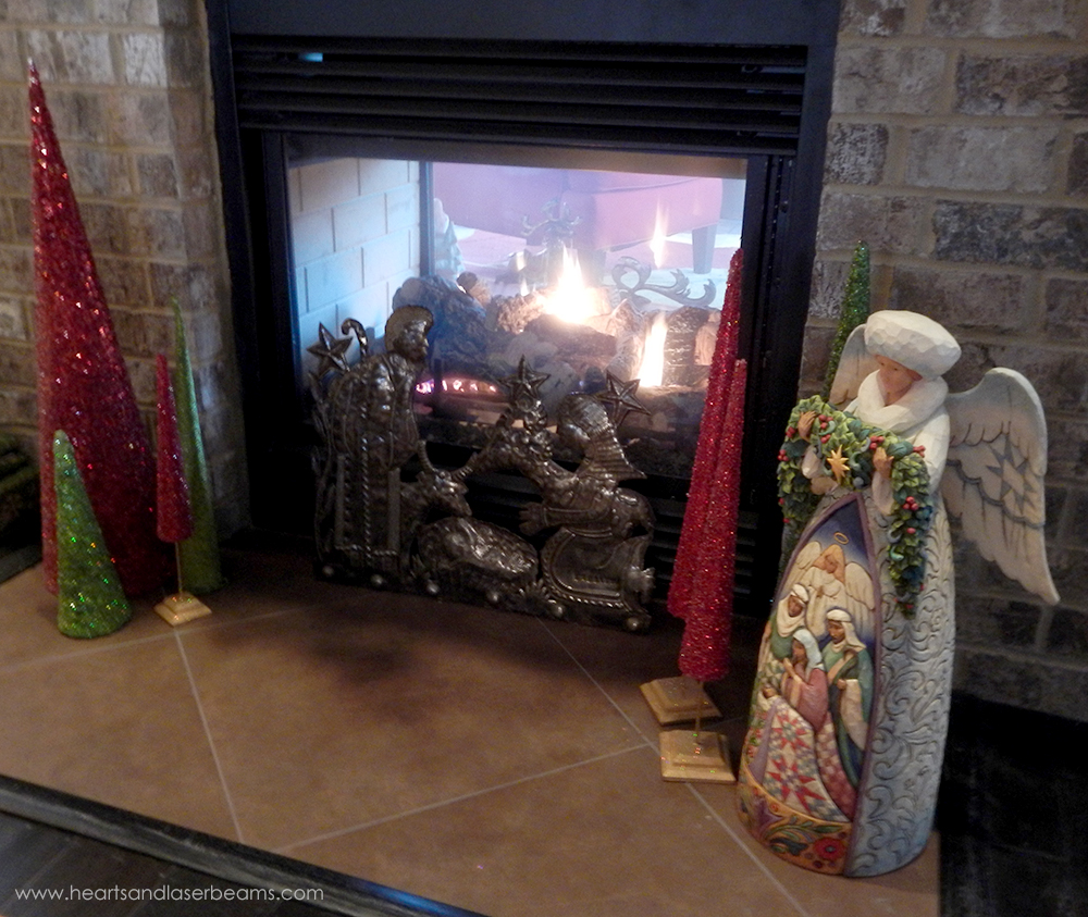 Fireplace decor on the hearth - A Christmas Carole - Beautiful Christmas Decorations from the Heart