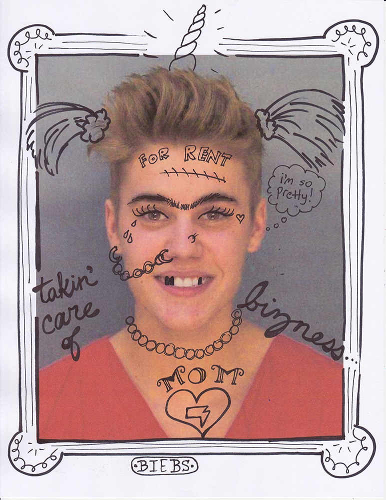 Funny Justin Bieber mugshot - Hearts and Laserbeams