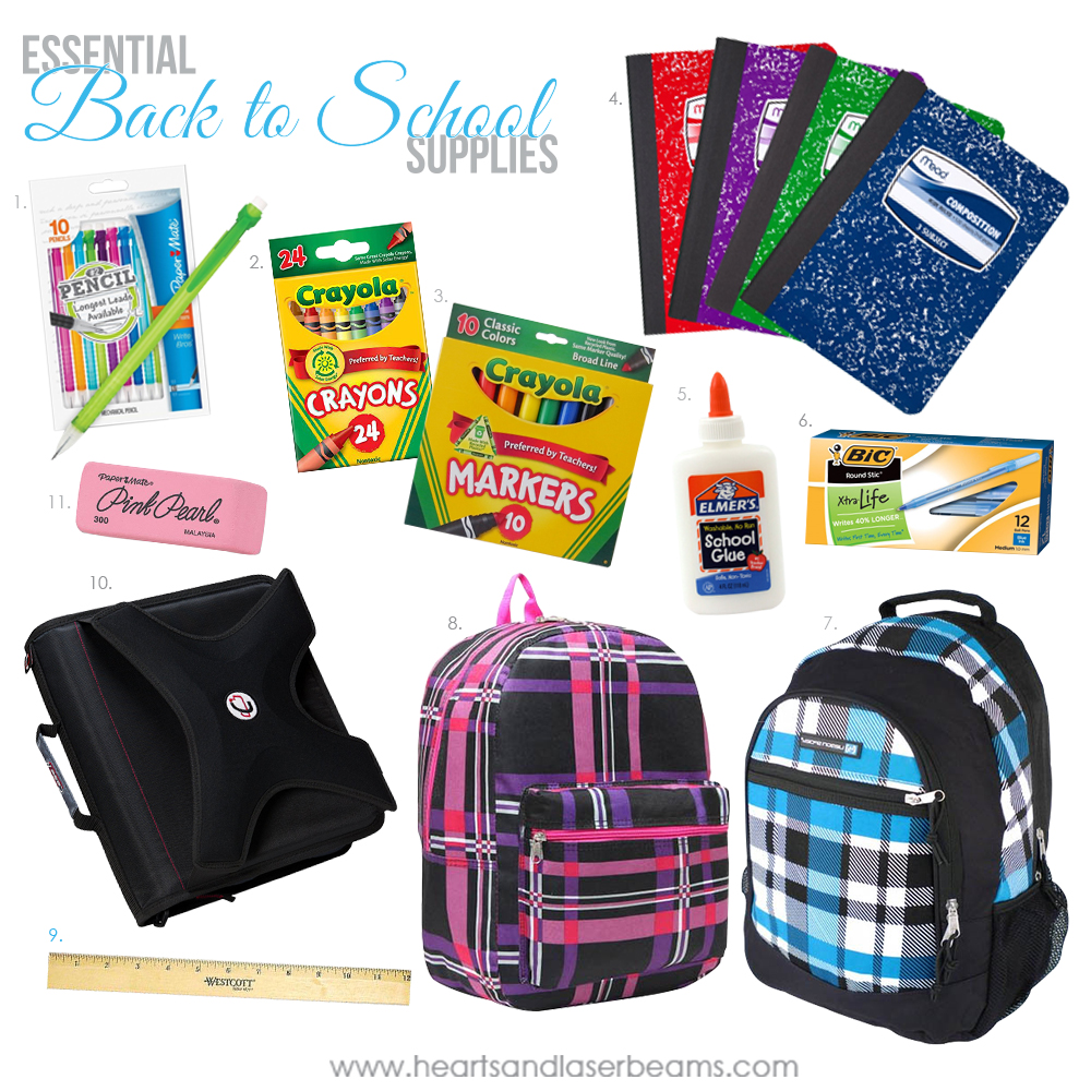 Essential Back to School Supplies - Hearts and Laserbeams