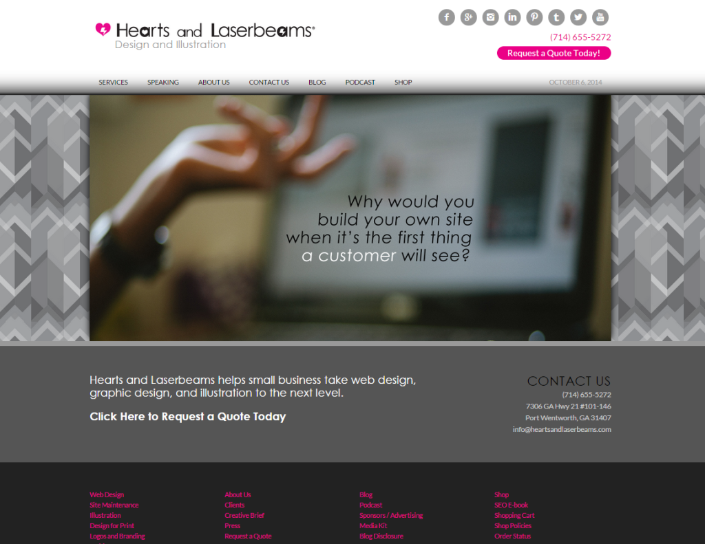 Hearts and Laserbeams - W3 Web Design Award Winner - Self Promotion Website