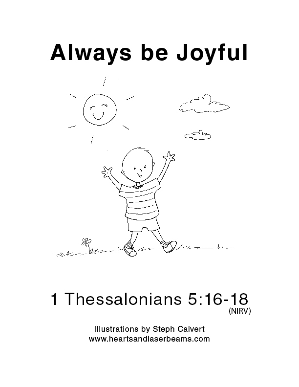 Always be Joyful - Bible Verses for Kids Free Coloring Sheets by Hearts and Laserbeams