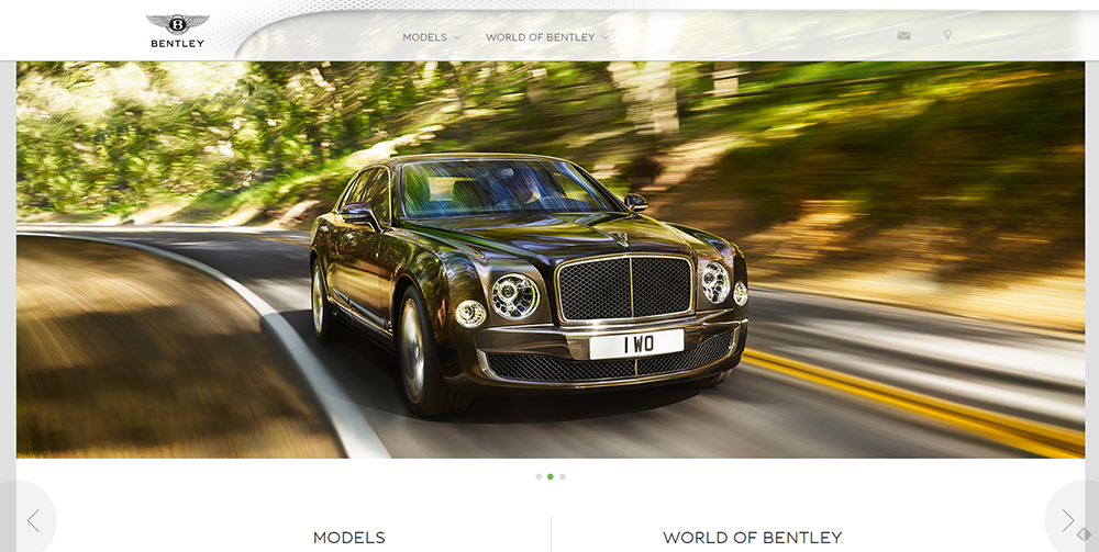 Bentley Motorcars - Luxury Brand Web Design Trends - Hearts and Laserbeams
