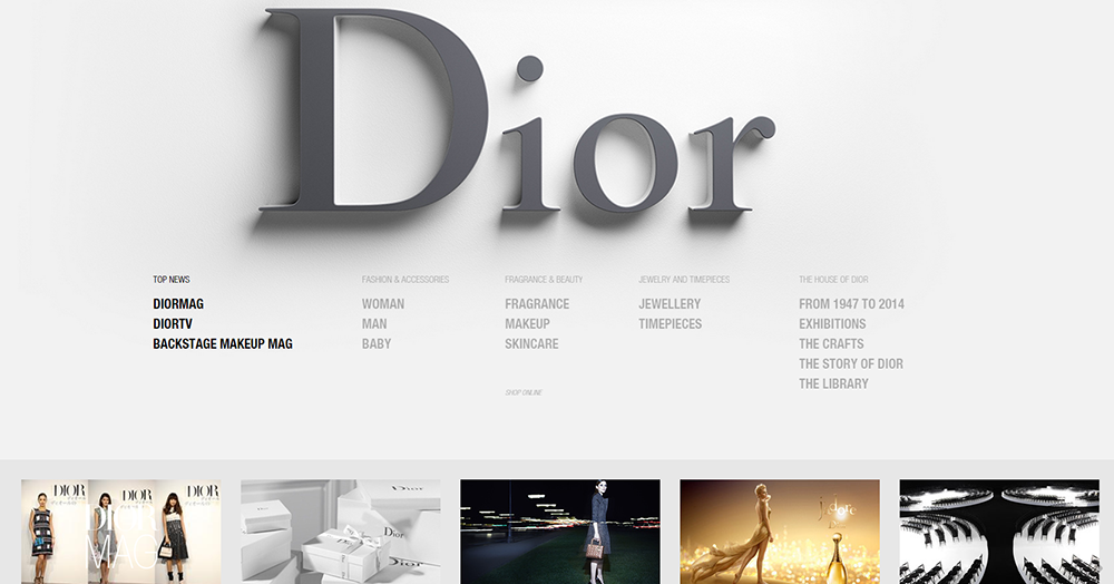 Christian Dior - Luxury Brand Web Design Trends - Hearts and Laserbeams