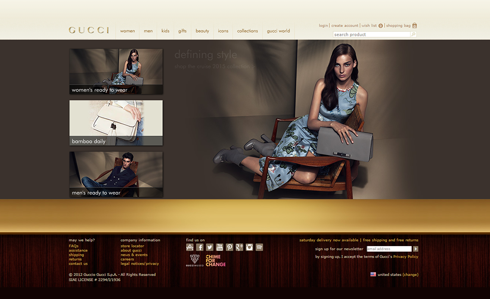 Gucci - Luxury Brand Web Design Trends - Hearts and Laserbeams