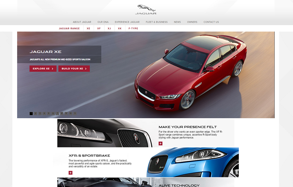 Jaguar - Luxury Brand Web Design Trends - Hearts and Laserbeams