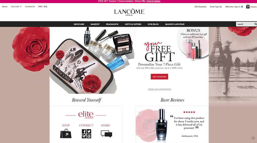 Lancome - Luxury Brand Web Design Trends - Hearts and Laserbeams