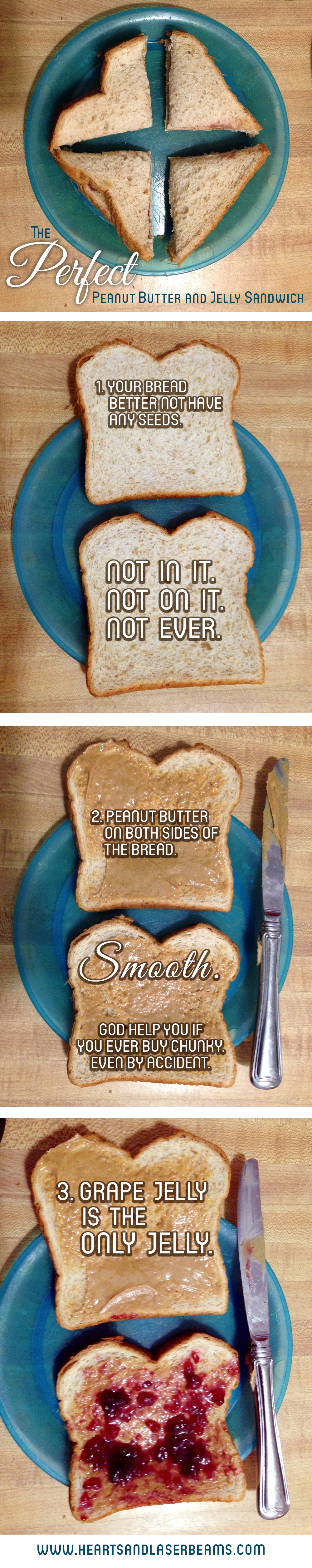Steps to The Perfect Peanut Butter and Jelly Sandwich - Hearts and Laserbeams