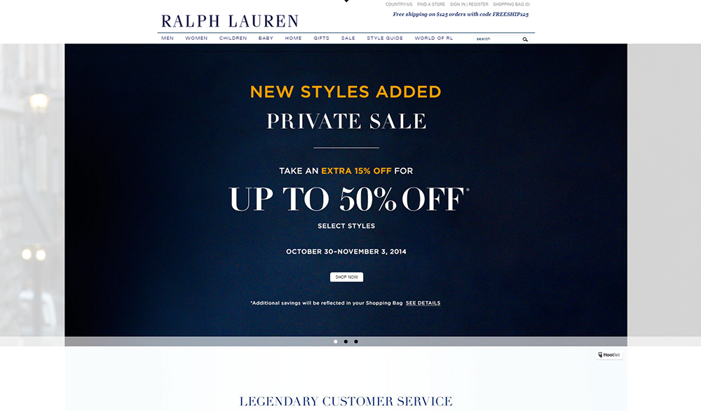 Ralph Lauren - Luxury Brand Web Design Trends - Hearts and Laserbeams