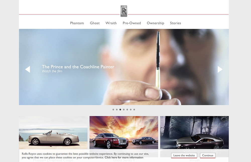Rolls Royce Motorcars - Luxury Brand Web Design Trends - Hearts and Laserbeams