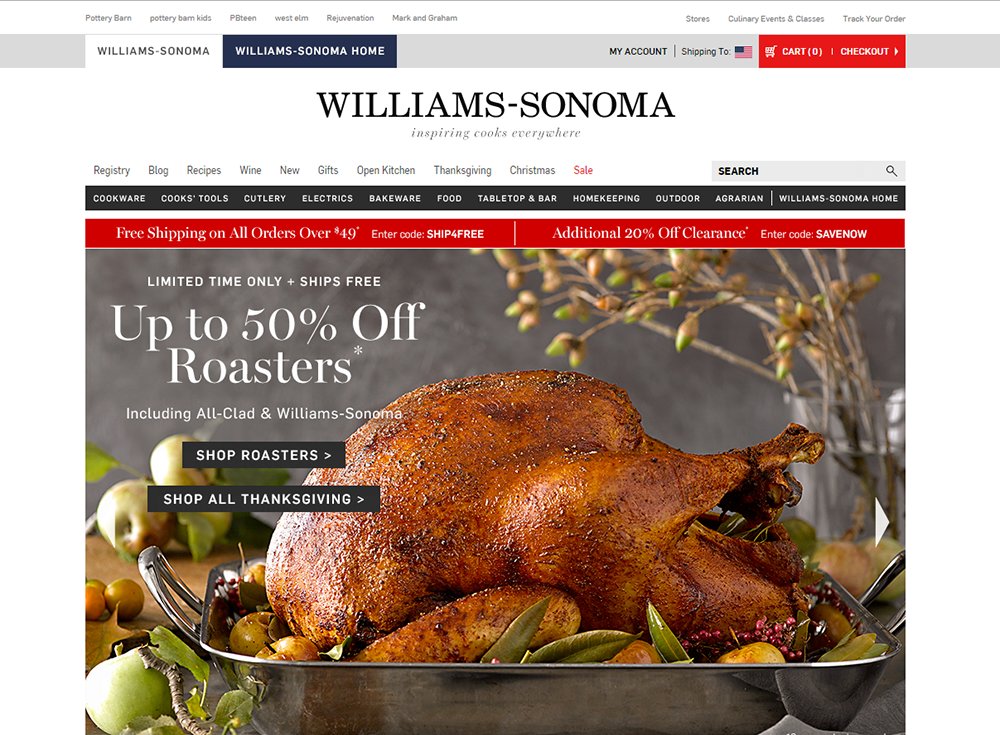 Williams-Sonoma - Luxury Brand Web Design Trends - Hearts and Laserbeams