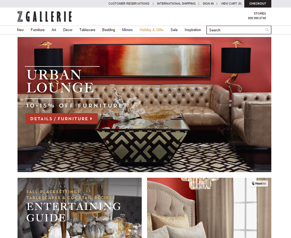 Z Gallerie - Luxury Brand Web Design Trends - Hearts and Laserbeams