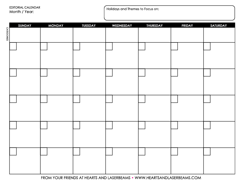 How to Start a Blog Editorial Calendar with Free Printable Editorial Calendar - Hearts and Laserbeams