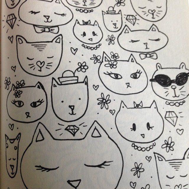 Sketchbook Project - Cute Cats Repeat Pattern by Hearts and Laserbeams