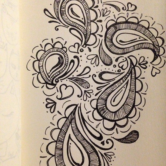 Sketchbook Project - Hand Drawn Paisley Pattern Illustration by Hearts and Laserbeams