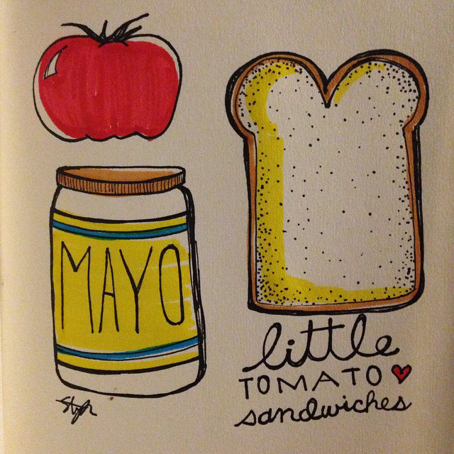 Sketchbook Project - Little Tomato Sandwiches Recipe Illustration by Hearts and Laserbeams