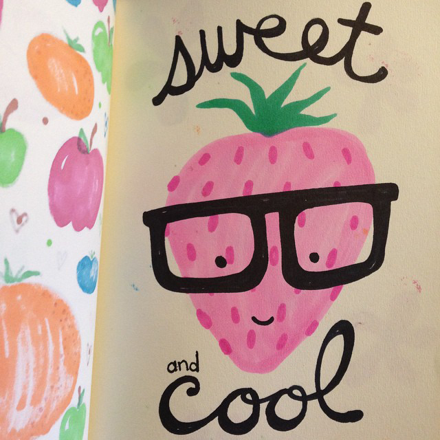 Sketchbook Project - Sweet and Cool Strawberry by Hearts and Laserbeams