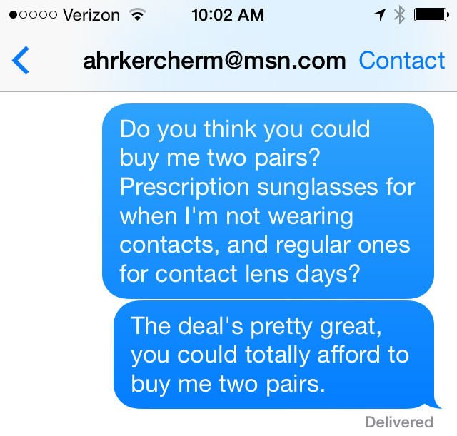 Fun with Spam Text Messages - Hearts and Laserbeams
