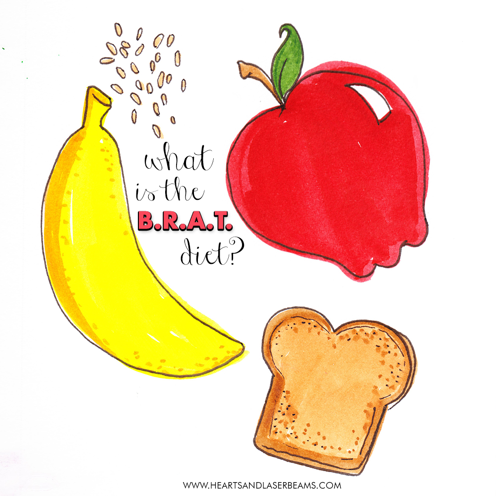 What is the BRAT Diet? banana rice applesauce toast illustration by Hearts and Laserbeams