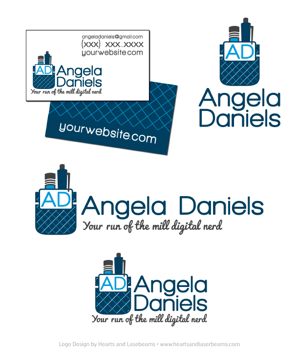 Angela Daniels Logo Design Inspiration by Hearts and Laserbeams