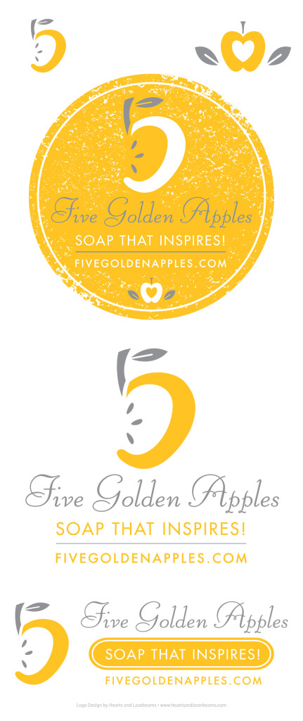 Logo Design Inspiration - Clever Icon for Five Golden Apples by Hearts and Laserbeams