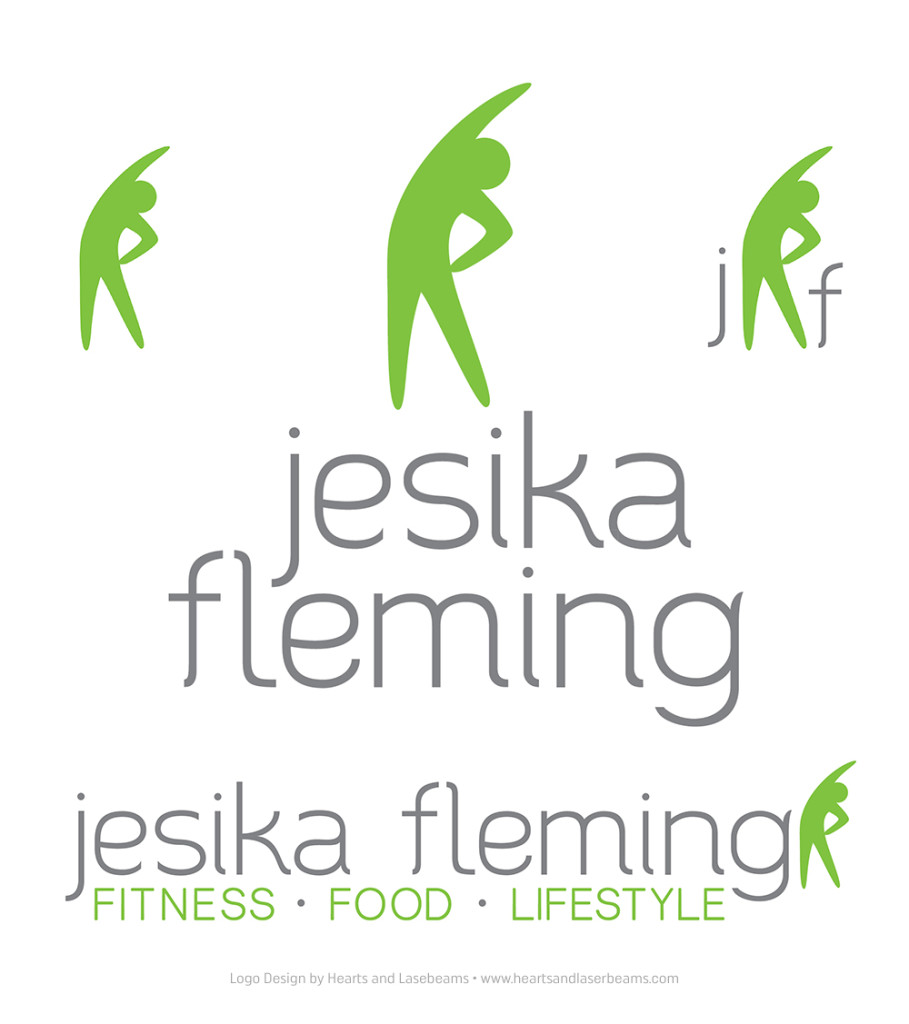 Logo Design Inspiration - Simple Iconic Fitness Logo for Jesika Fleming by Hearts and Laserbeams