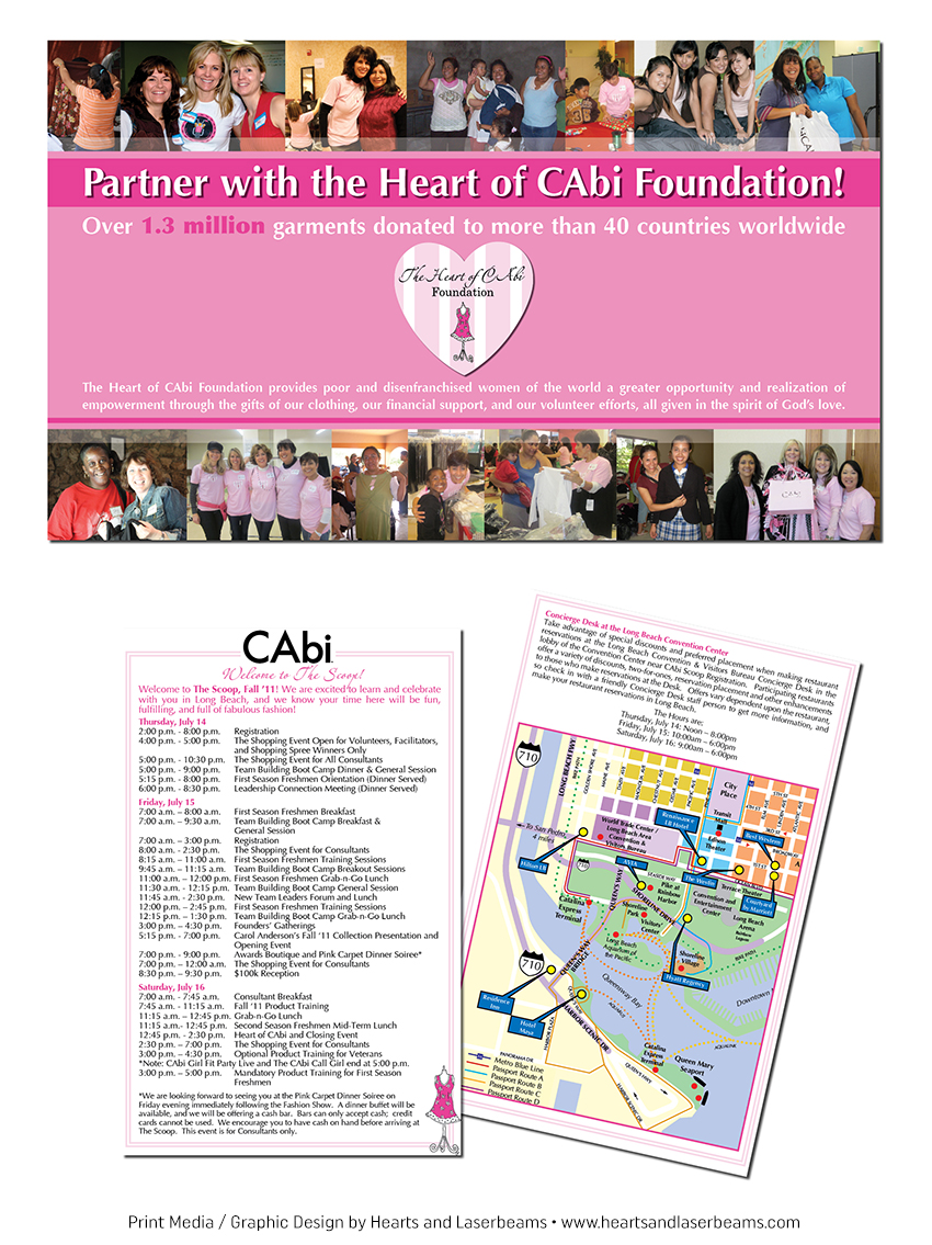 Print Media - Graphic Design Portfolio - Poster and Agenda layout for CAbi (Carol Anderson by Invitation) by Hearts and Laserbeams