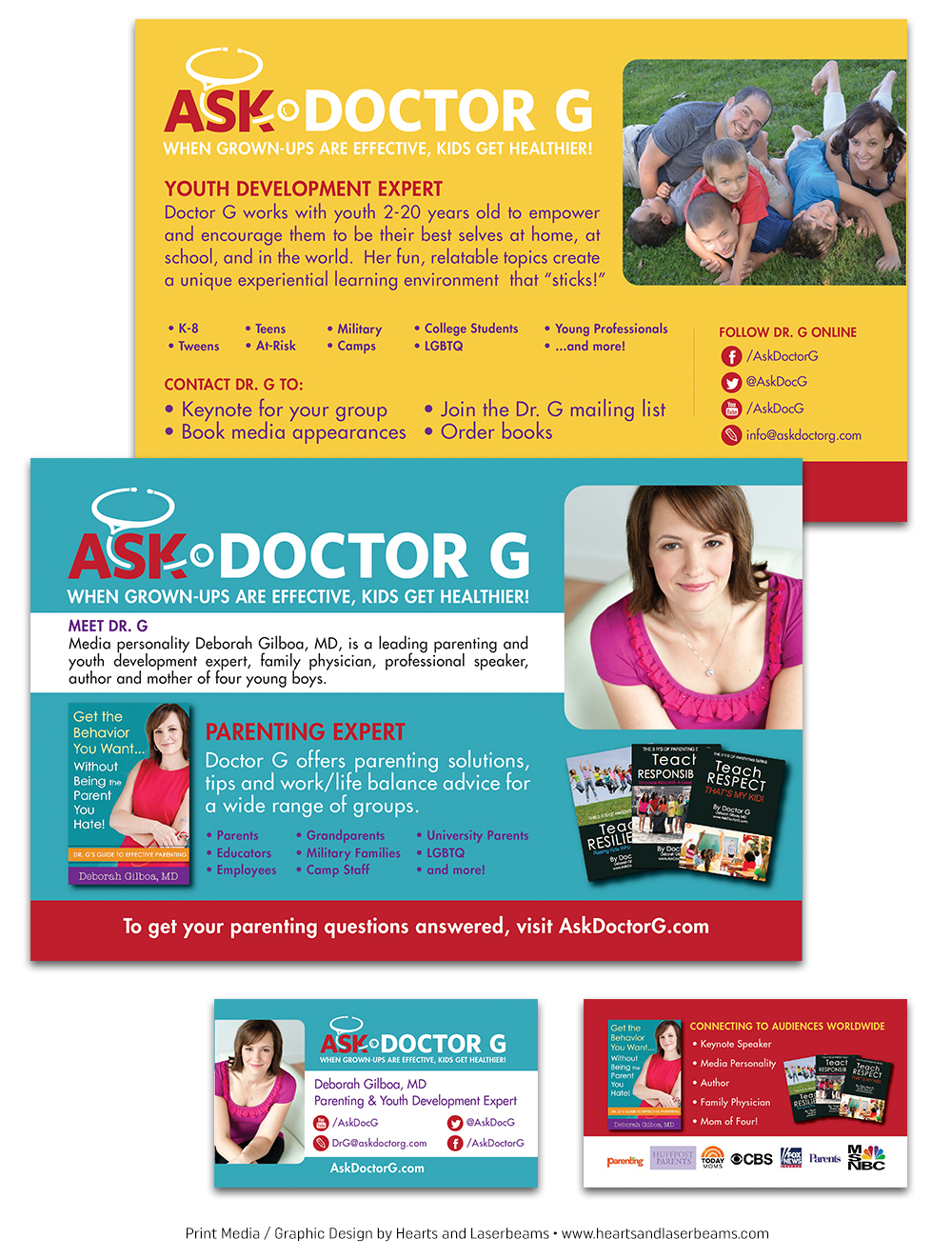 Print Media - Graphic Design Portfolio - Postcard and Business Card Design for Doctor G by Hearts and Laserbeams