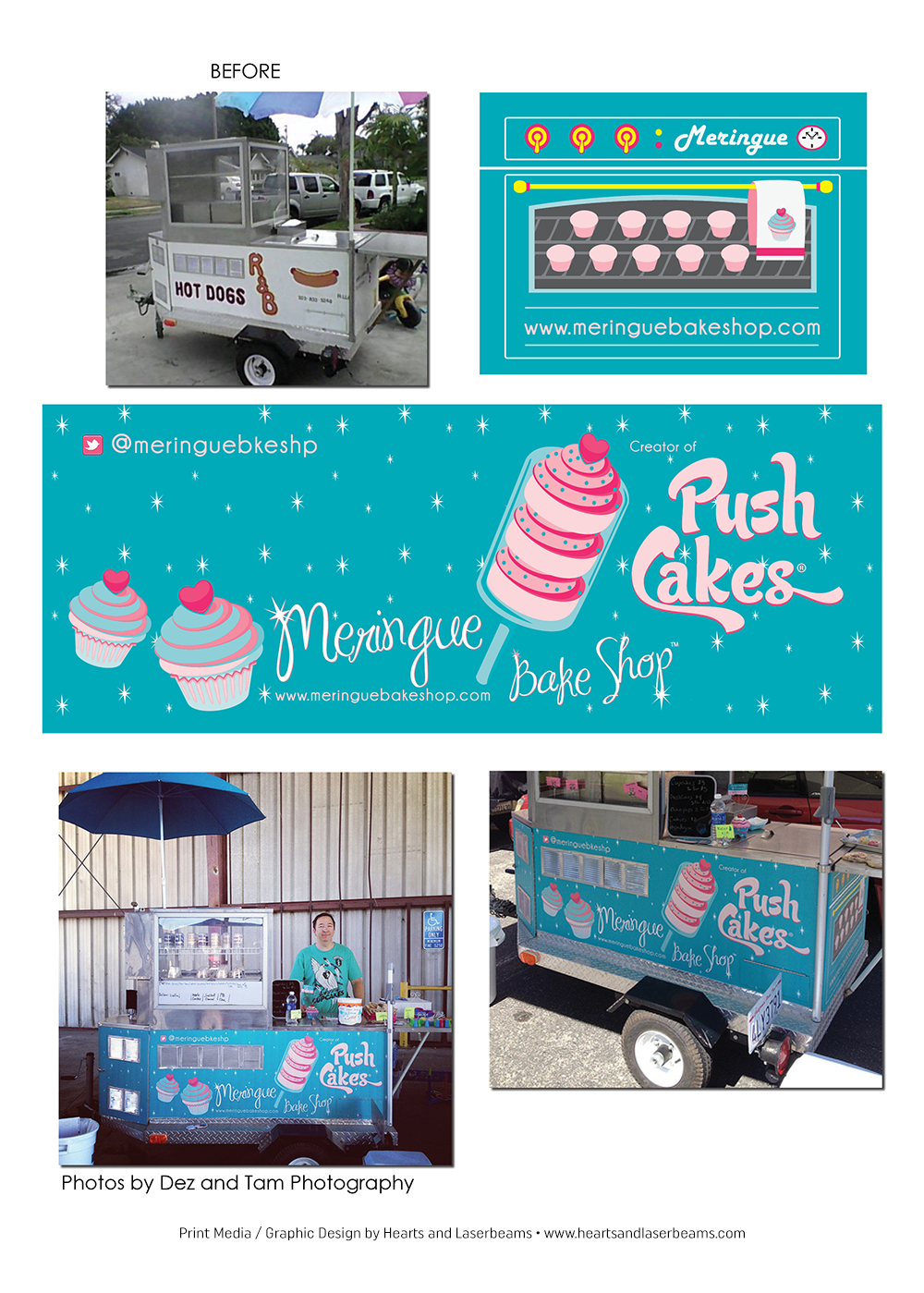 Print Media - Graphic Design Portfolio - Vehicle Wrap - Meringue Bake Shop by Hearts and Laserbeams