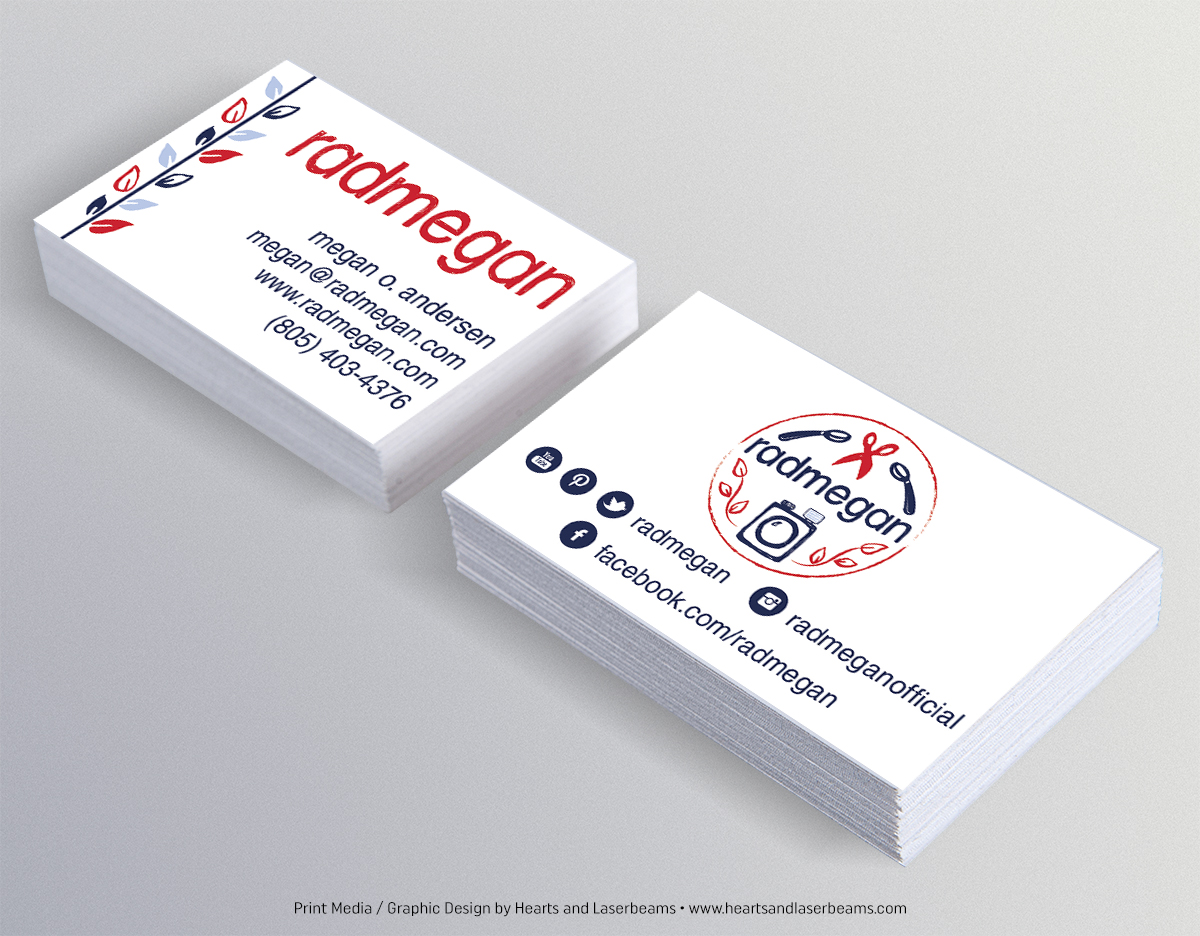Print Media - Graphic Design Portfolio - Business Card Design for Radmegan by Hearts and Laserbeams