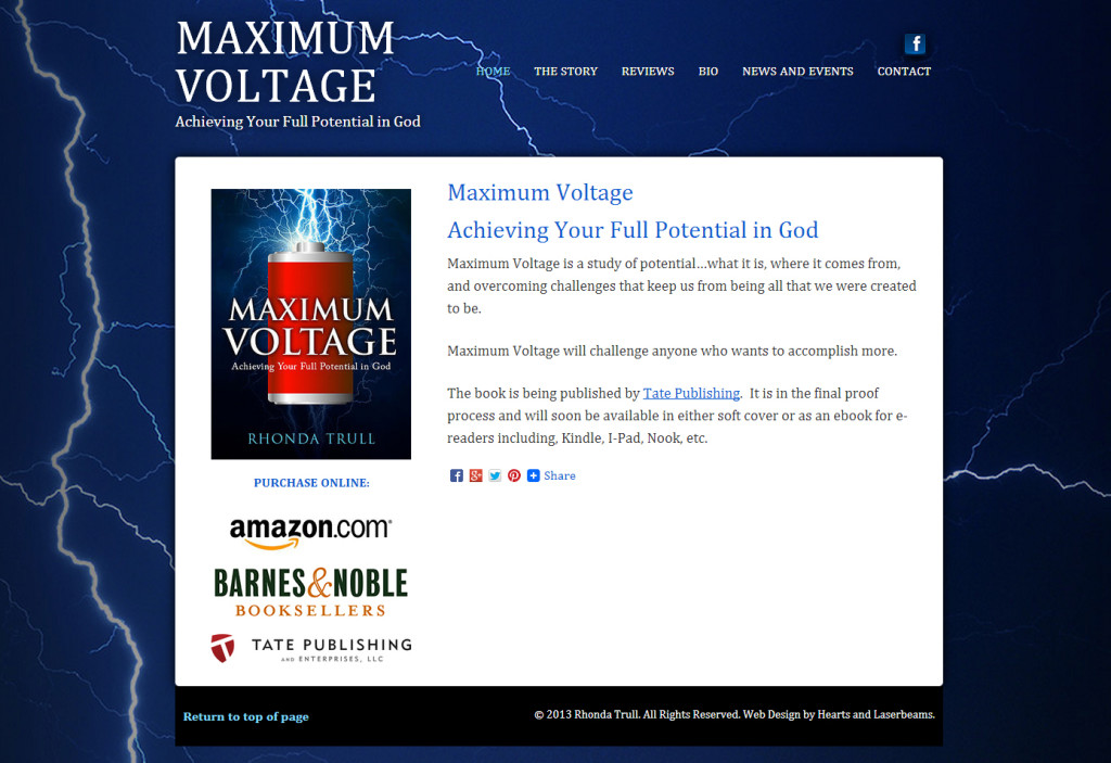 Web Design Portfolio - Maximum Voltage book website by Hearts and Laserbeams