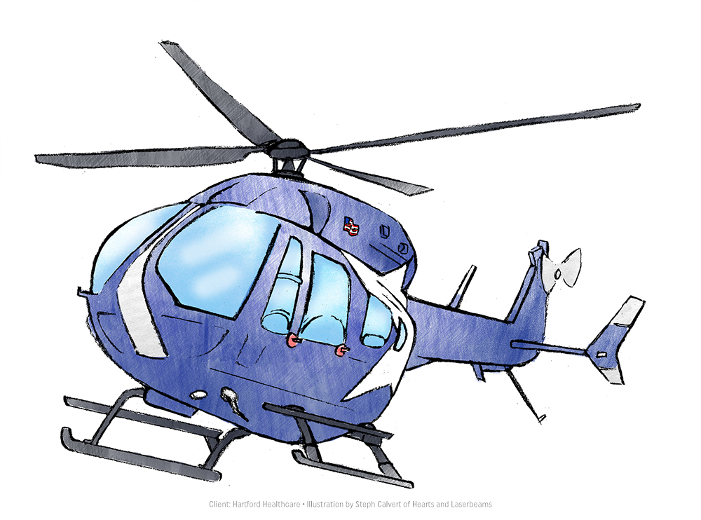 Building Illustrations for Hartford Healthcare - Lifestar Helicopter by Steph Calvert of Hearts and Laserbeams