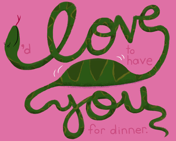 Animal Cursive Greeting Card Series - I Love You snake by Steph Calvert