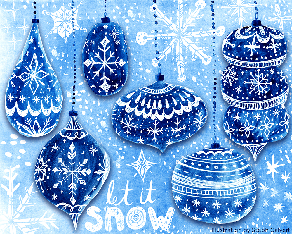 Let it Snow – Blue Christmas Snowflake Concept Art
