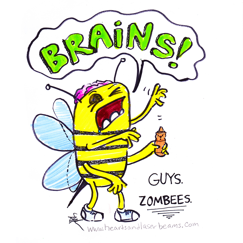 Funny Bee Humor Web Comic - Zombees by Steph Calvert of Hearts and Laserbeams