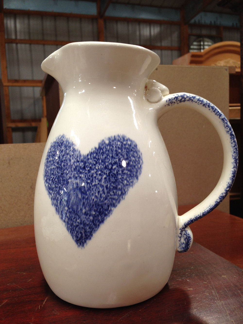 Sponge painted Heart Love ceramic pitcher - Art Inspiration